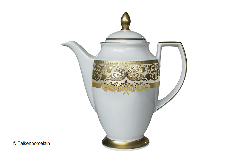 cabro oro semiopaco su teiera in porcellana - Rivestimenti Decorativi a base Oro e Metalli Preziosi