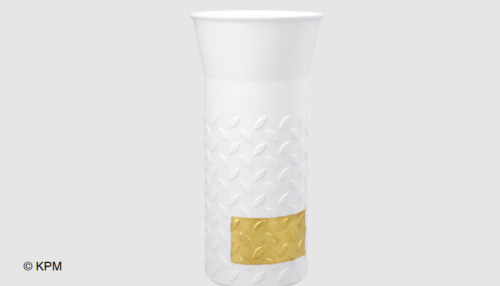 cabro brunito su smalto oro su vaso di porcellana - Rivestimenti Decorativi a base Oro e Metalli Preziosi